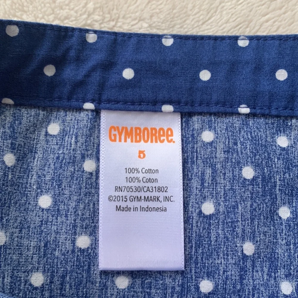 Gymboree Pocketful of Sunshine 5 Blue & White Polka Dot Dress EUC
